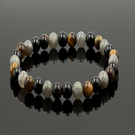 Labradorite-Tourmaline-Tiger Eye Bracelet