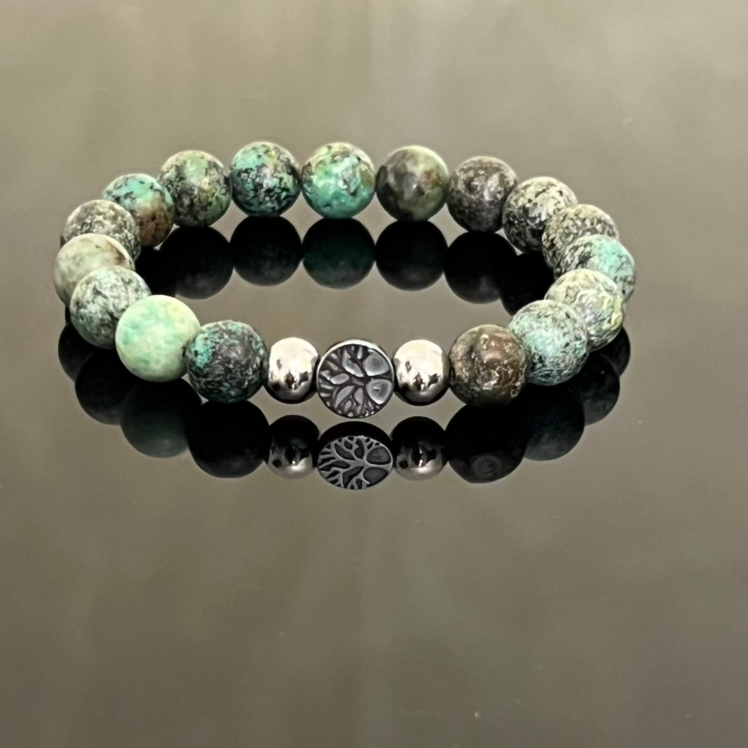 Bracciale "Albero della Vita" in Ematite e Turchese Africano