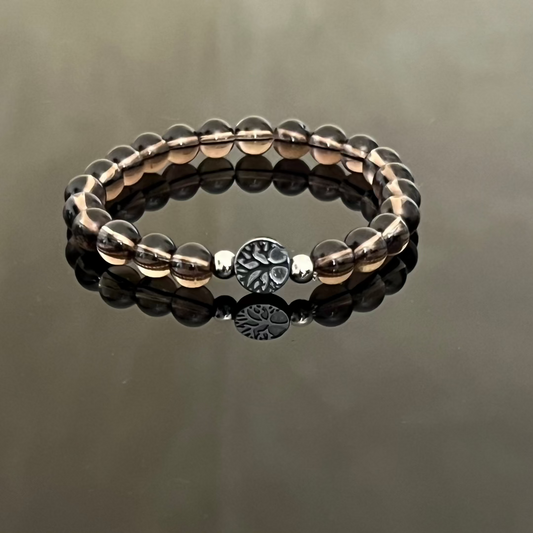 Bracciale "Albero della Vita" in Ematite e Quarzo Fumé