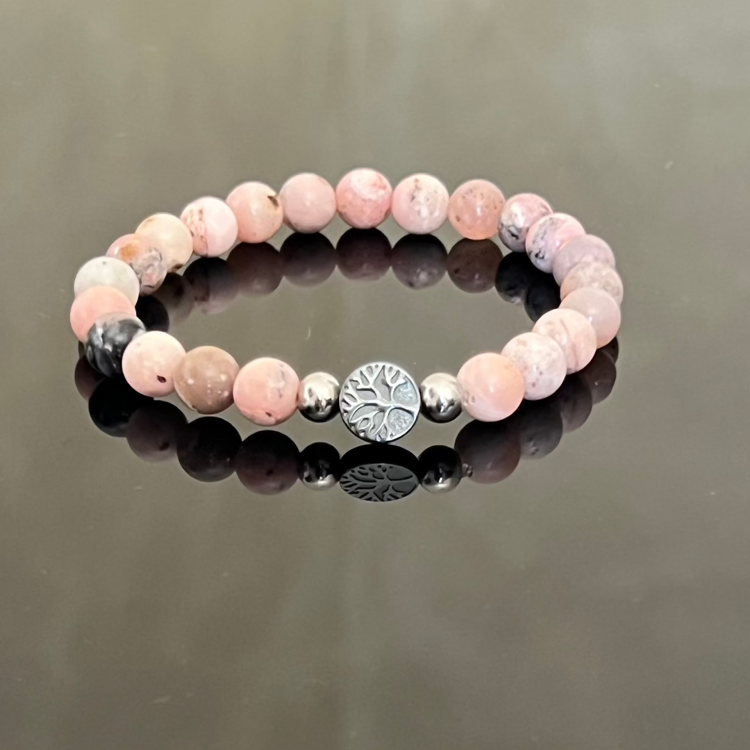 Bracciale "Albero della Vita" in Ematite e Opale Rosa