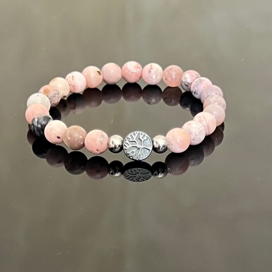 Bracciale "Albero della Vita" in Ematite e Opale Rosa