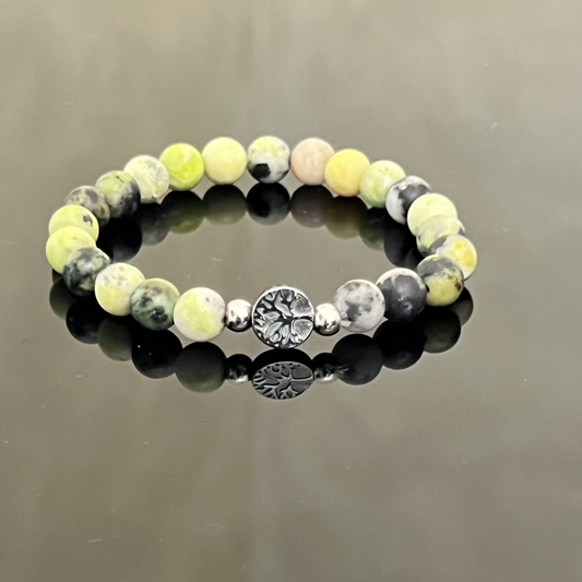 Bracciale "Albero della Vita" in Ematite e Crisoprasio Limone