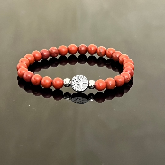 Bracciale "Albero della Vita" in Ematite e Diaspro Rosso