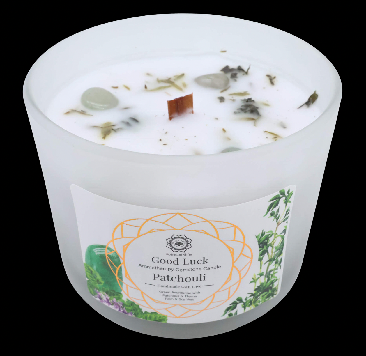 Candela Green Tree 'Buona Fortuna' Avventurina Verde + Patchouli 256g